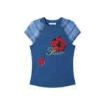 Gaeul Plaid Flower Graphic Top