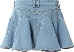 Ruka Ruffled Denim Skirt