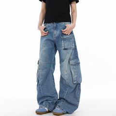 Ruka Vintage Wash Oversized Cargo Jeans