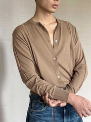 Jin Mocha Crewneck Knit Cardigan