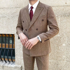 Jay Mocha Double-Breasted Suit Set