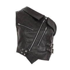 Jennie Zipper Accent Faux Leather Top