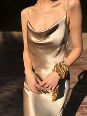 Chaewon Gold Cowl Dress