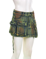 Yeji Emerald Gradient Denim Skirt
