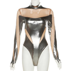Lisa Metallic Cut-Out Bodysuit Top