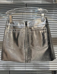 Silver Grey Zip-Up Mini Skirt | Haerin – NewJeans