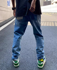Jimin Patchwork Distressed Jeans