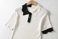 Karina Scallop Knitted Polo Shirt