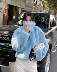 LeeKnow Blue Fur Jacket