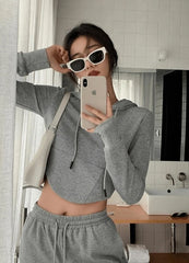 Lisa Grey Crop Hoodie