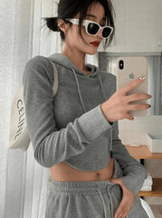 Lisa Grey Crop Hoodie