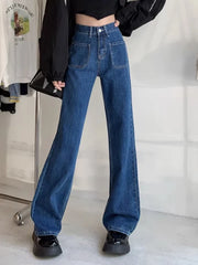 Minji Indigo Patch-Pocket Denim Jeans