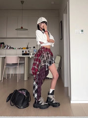 Ahyeon Multicolored Layered Plaid Skirt