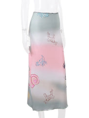 Hyein Pink-Green Tie-Dye Skirt