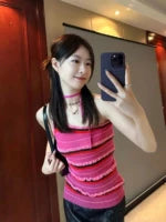Wonyoung Asymmetric Stripe Top