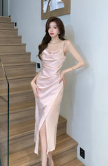 Karina Pink Cowl Satin Dress
