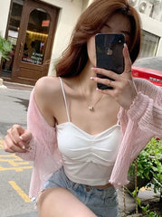 Pharita Textured See-Through Cardigan