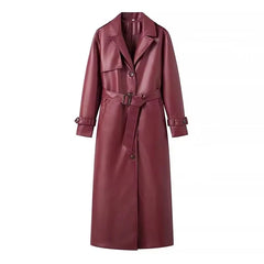 Lisa Faux Leather Trench Coat