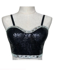 Rosé Sequin Bustier Skirt Set