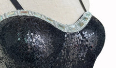 Rosé Sequin Bustier Skirt Set