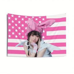 NewJeans “NJZ Concert Banner” Pink Bunny Ears Fan Support Flag