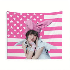 NewJeans “NJZ Concert Banner” Pink Bunny Ears Fan Support Flag