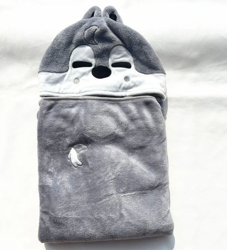 SKZoo™ Hooded Flannel Blanket Cartoon Cape Shawl