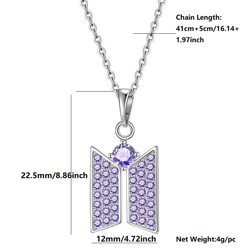 CrystalVibe™ Purple Silver Zircon Pendant Necklace