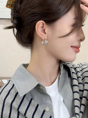 Jimin Silver Triple-Loop Earrings