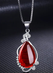 Taehyung Silver Red Pendant Necklace