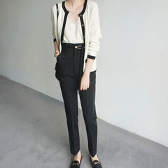 Jin Ivory Noir Contrast Cardigan