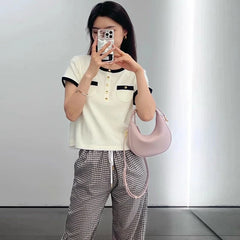 Ahyeon Contrasting Linings Gold T-Shirt