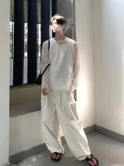 Taehyung Ivory Net Long-Sleeve Top