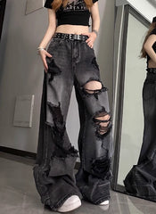 Yeonjun Washed Tattered Denim Jeans