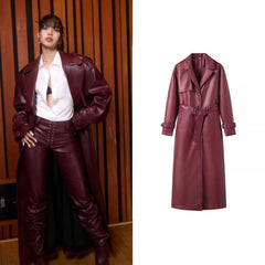 Lisa Faux Leather Trench Coat
