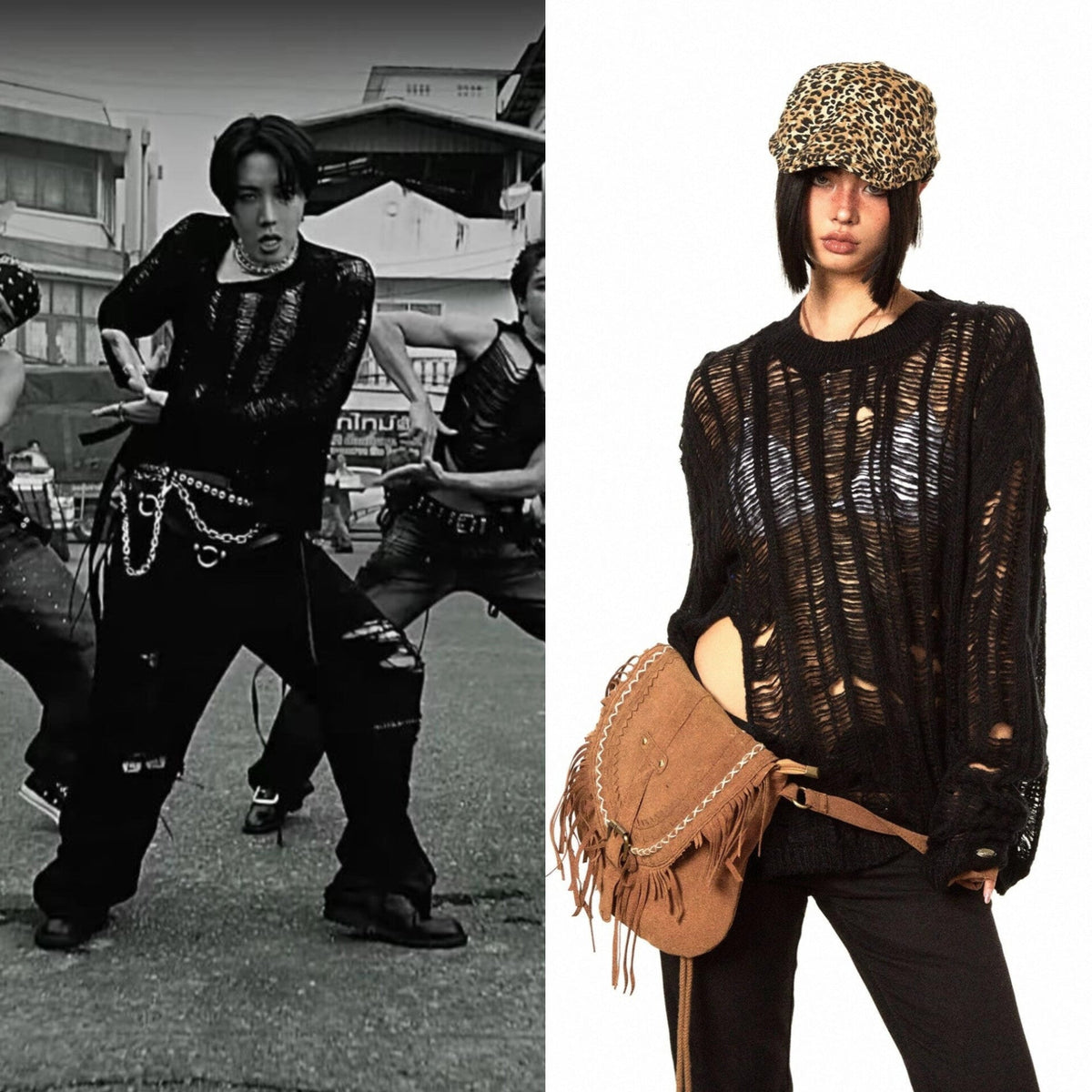 J-Hope Noir Ripped Knit Sweater