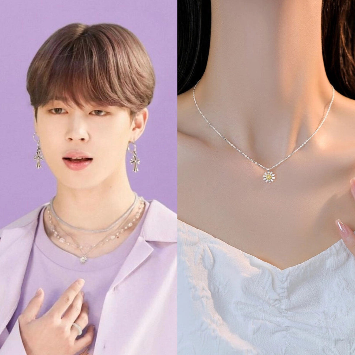 Jimin Silver Daisy Chain Necklace