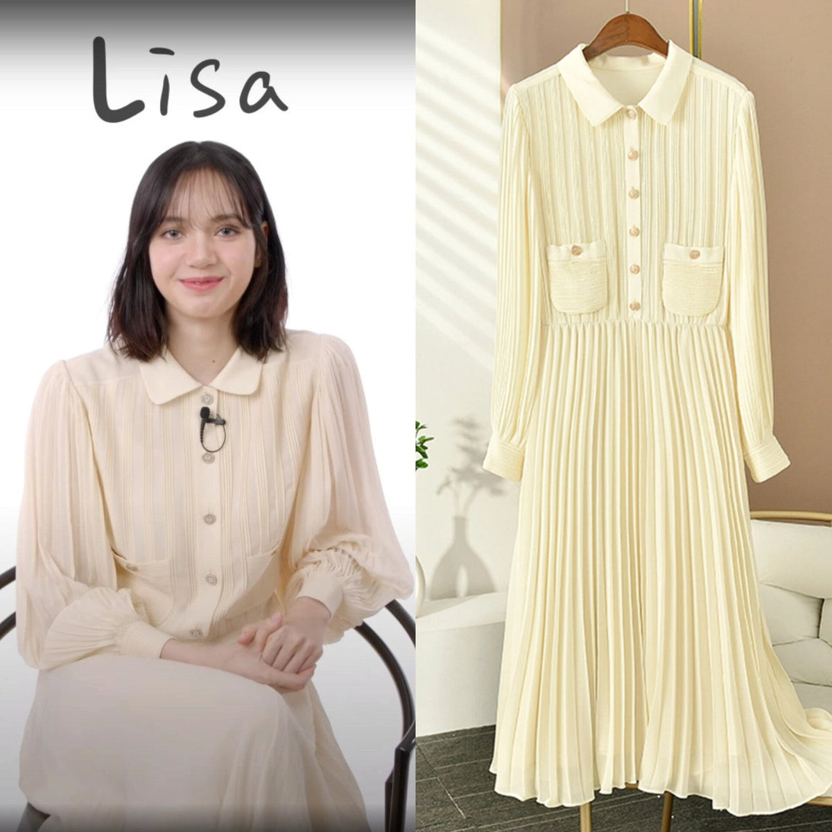 Lisa Pleated Long Dress
