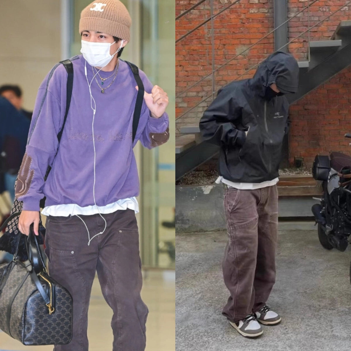 Taehyung Mocha Rivet Patch Pants