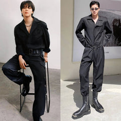 Jimin Noir Belted Overall Jumpsuit