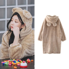 Wonhee Bear Ears Plush Coat