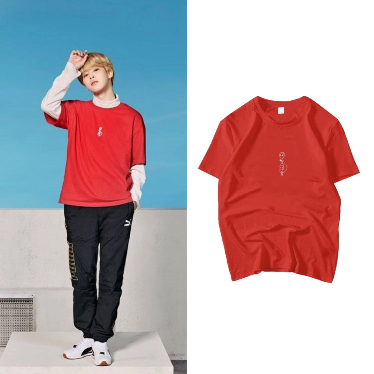 Jimin Single-Flower Print Tee