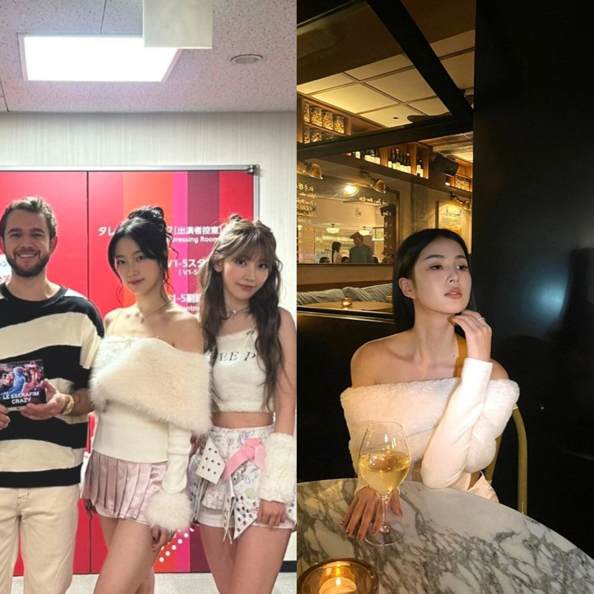 Kazuha White Fur Off-Shoulder Top