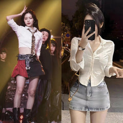 Ryujin White Slim Fit Crop Shirt