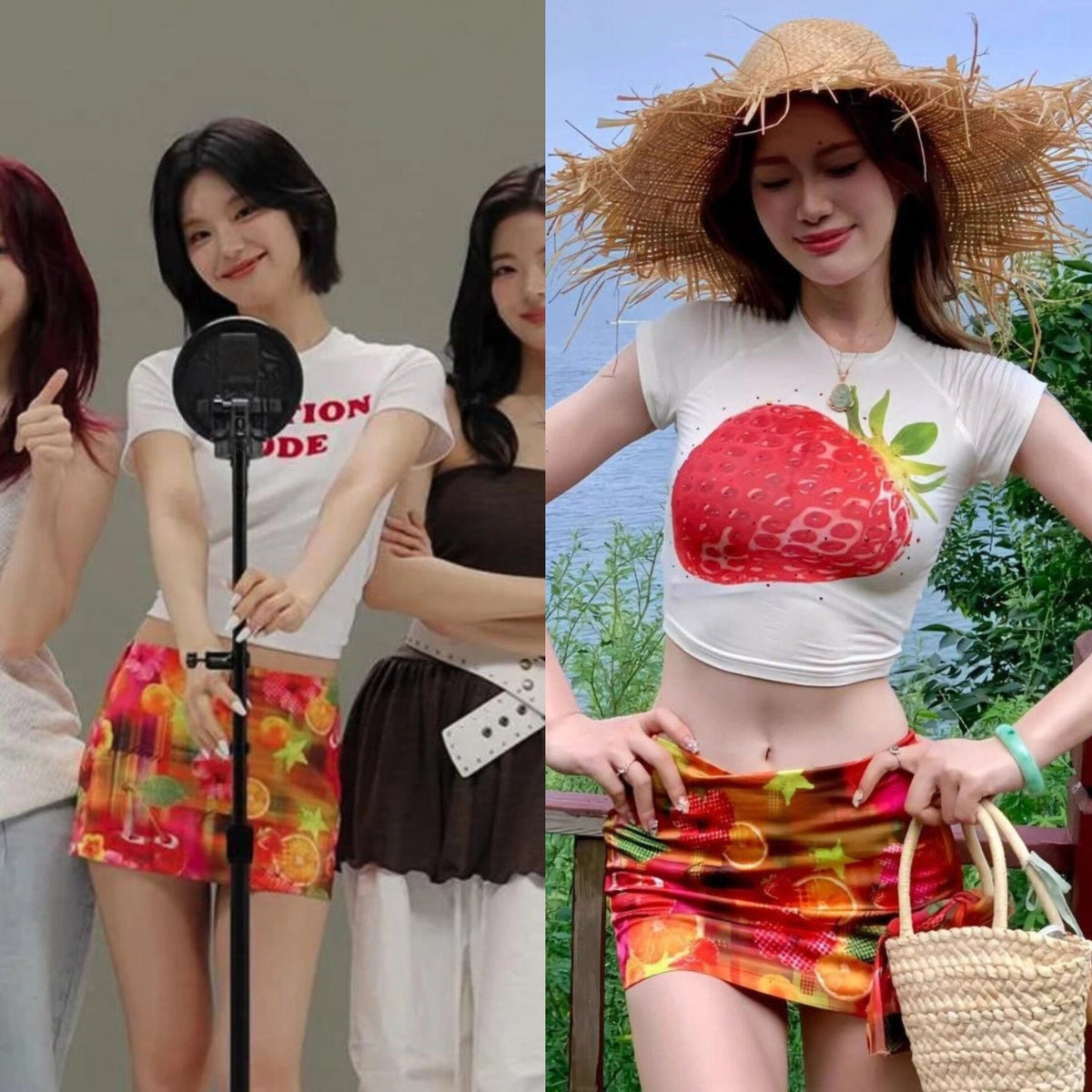 Yeji Crimson Tropic Mini Skirt