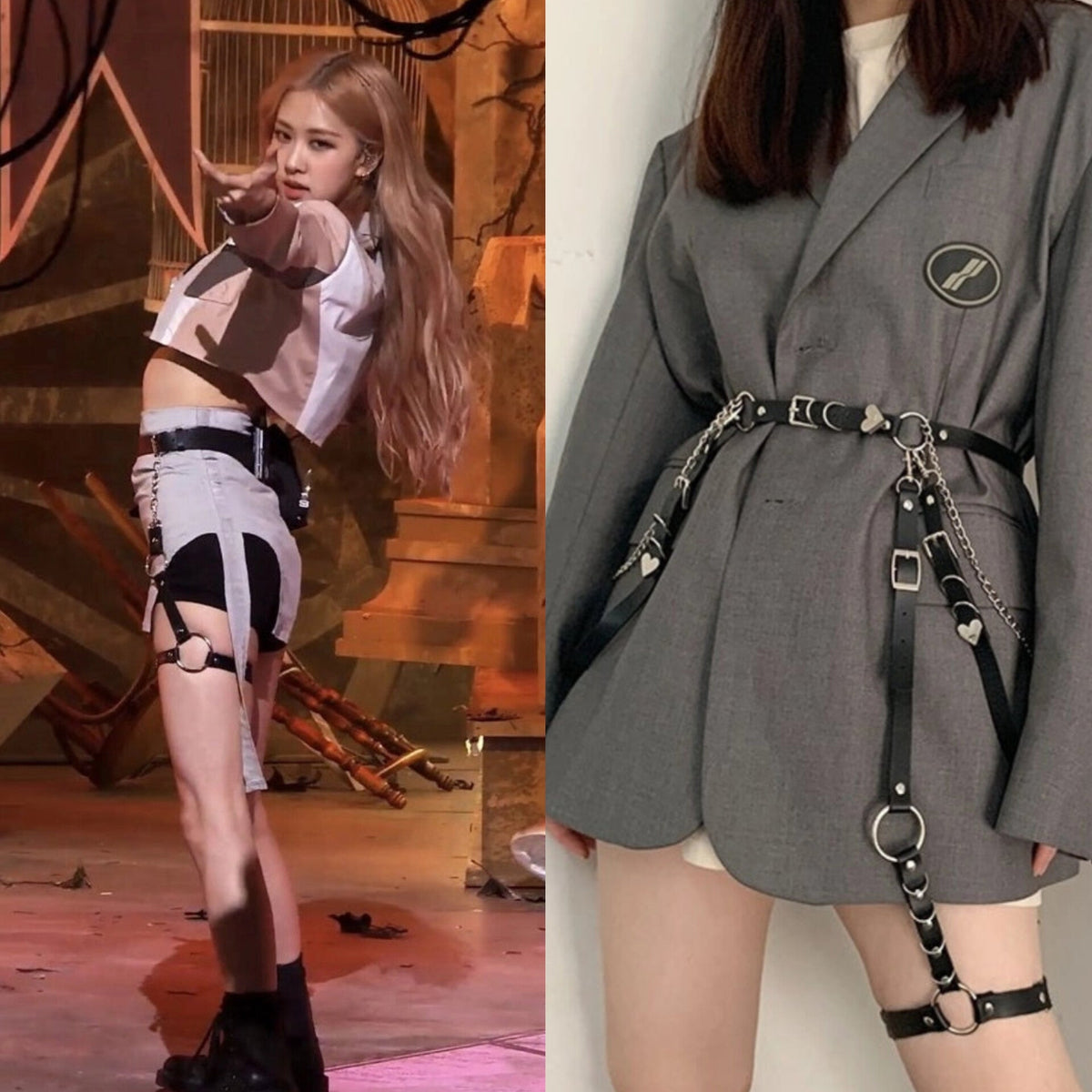 Rosé Leather Thigh Harness