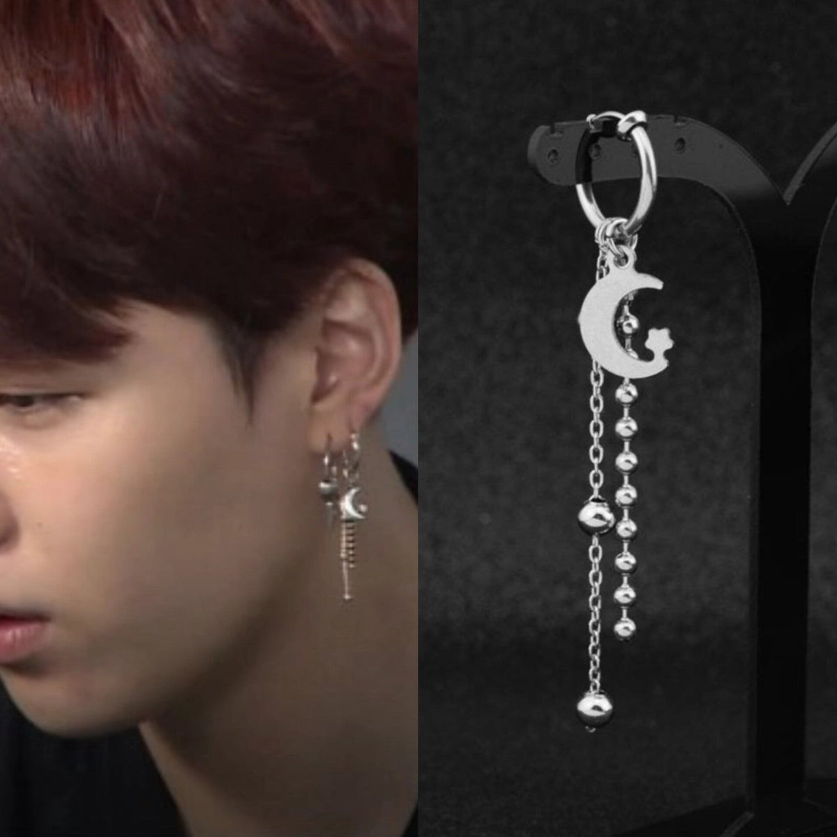 Suga Silver Crescent Moon Earring