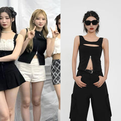 Rami Cut-Out Zipper Tank Top