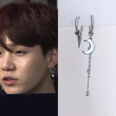 Suga Silver Crescent & Spike Hoop Earrings