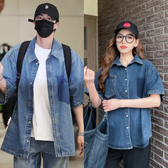 Jin Short-Sleeve Oversized Denim Shirt